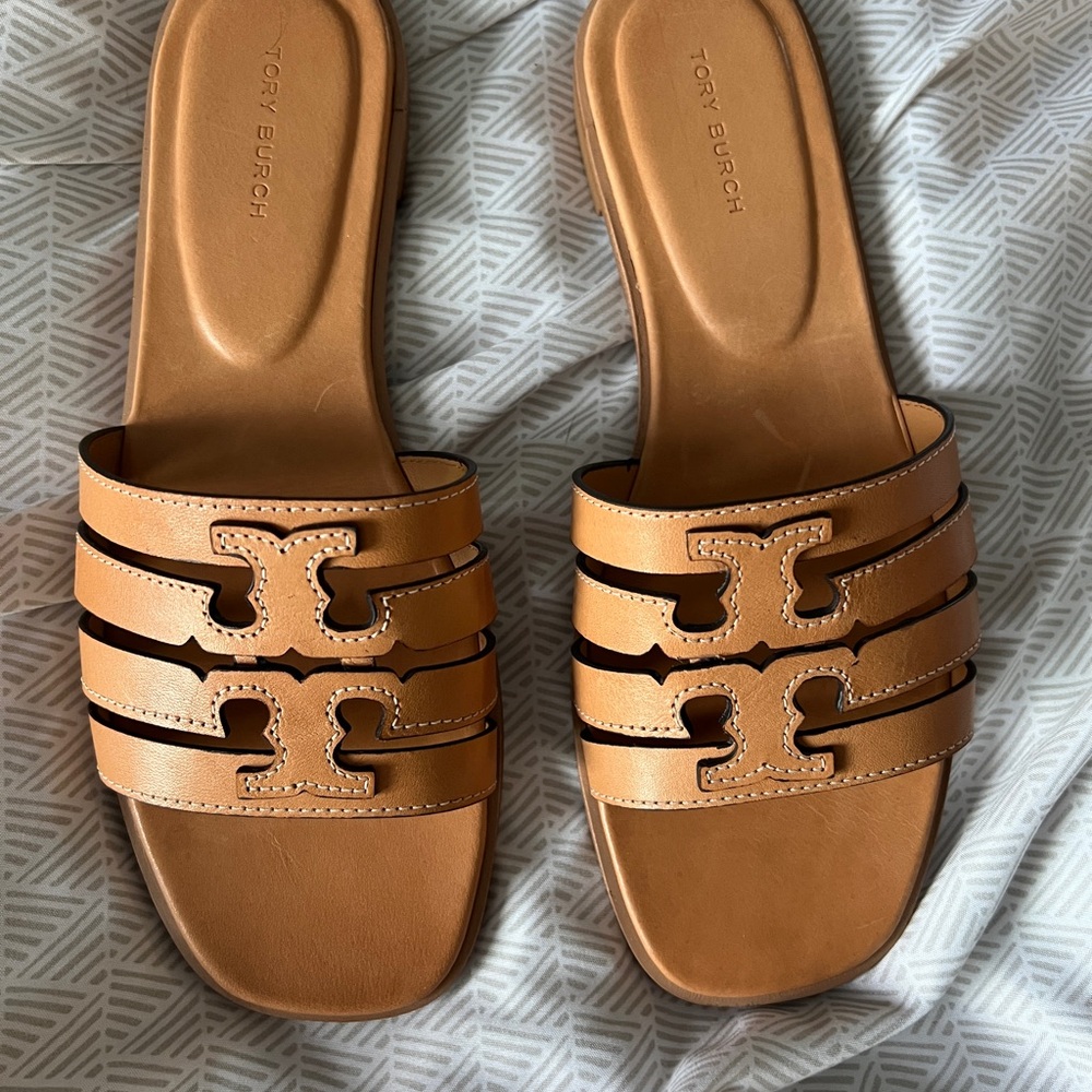 Tory Burch Ines Cage Slide Vachetta Leather Sandals